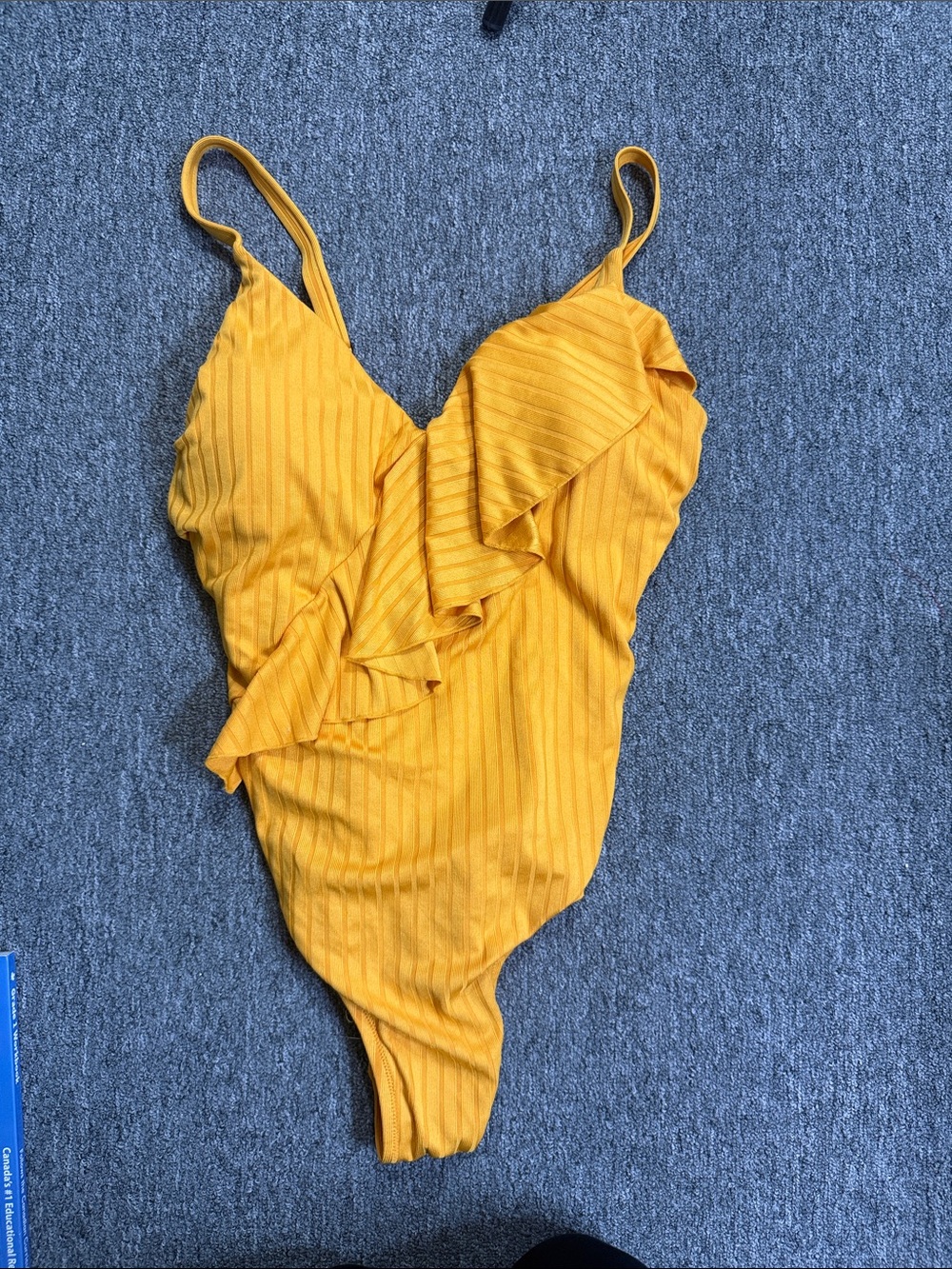 Everyday Sunday Yellow Ruffle One-Piece Swimsuit w/ adjustable straps padding